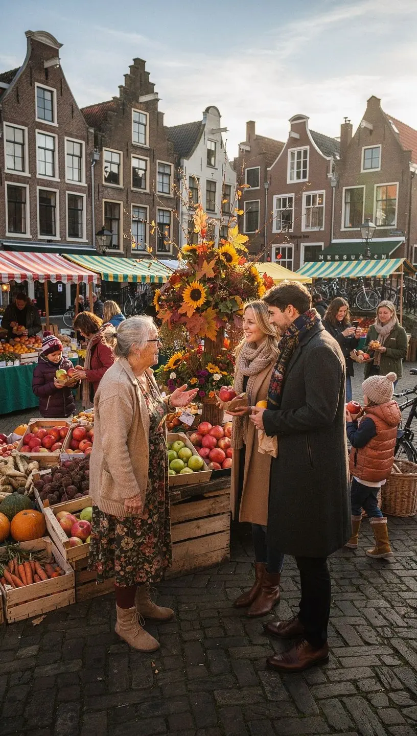 Adembenemend uitzicht op een schilderachtig landschap met vallende bladeren.